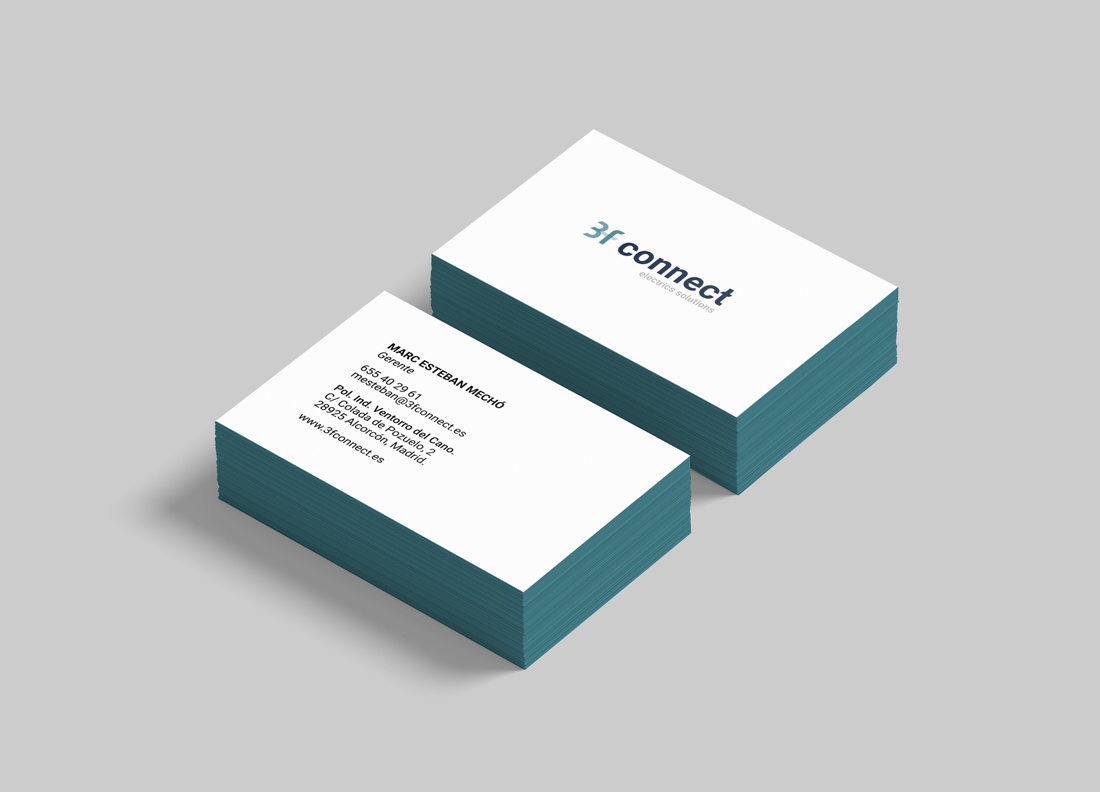 visual identity and branding 3f connect electric solutions business cards
